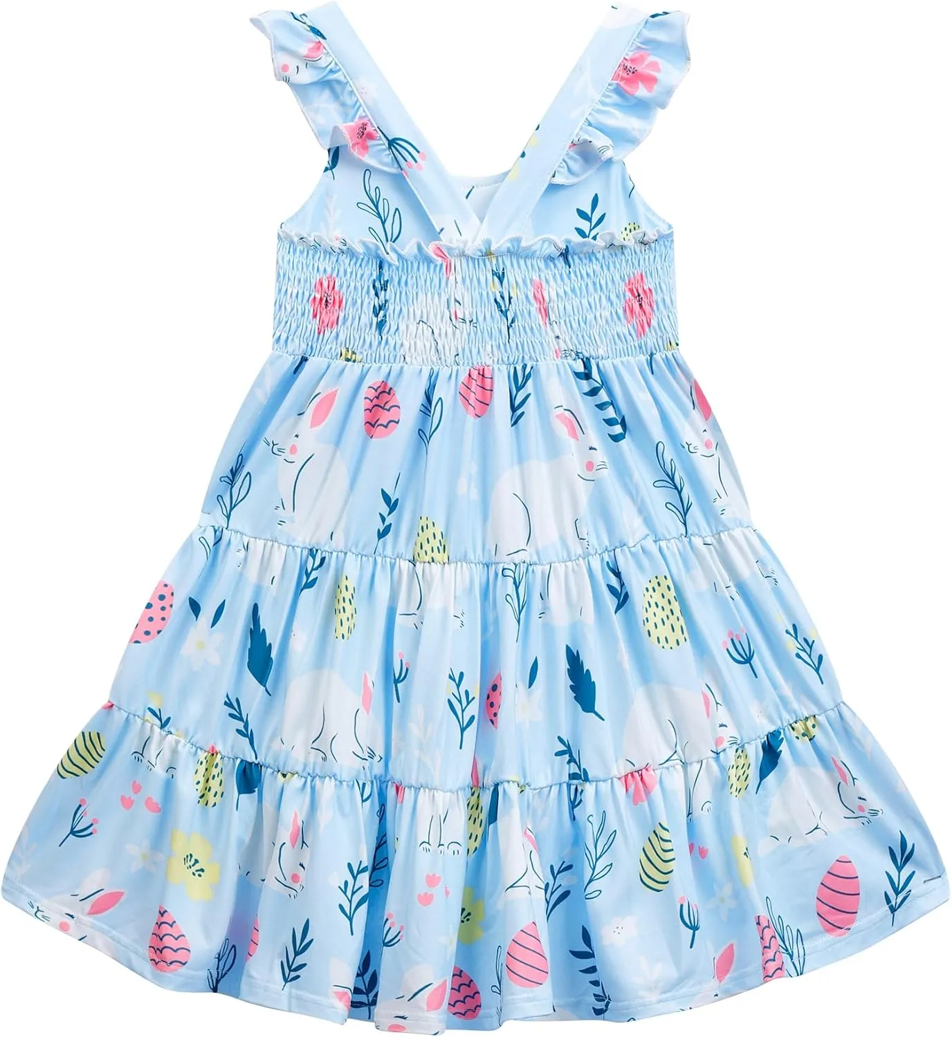 Baby Girls Tiered Dress Flutter Sleeve Twirly Unicorn Sundress Kids Cute Outfits Toddler Summer Dresses 2-8 Years Old