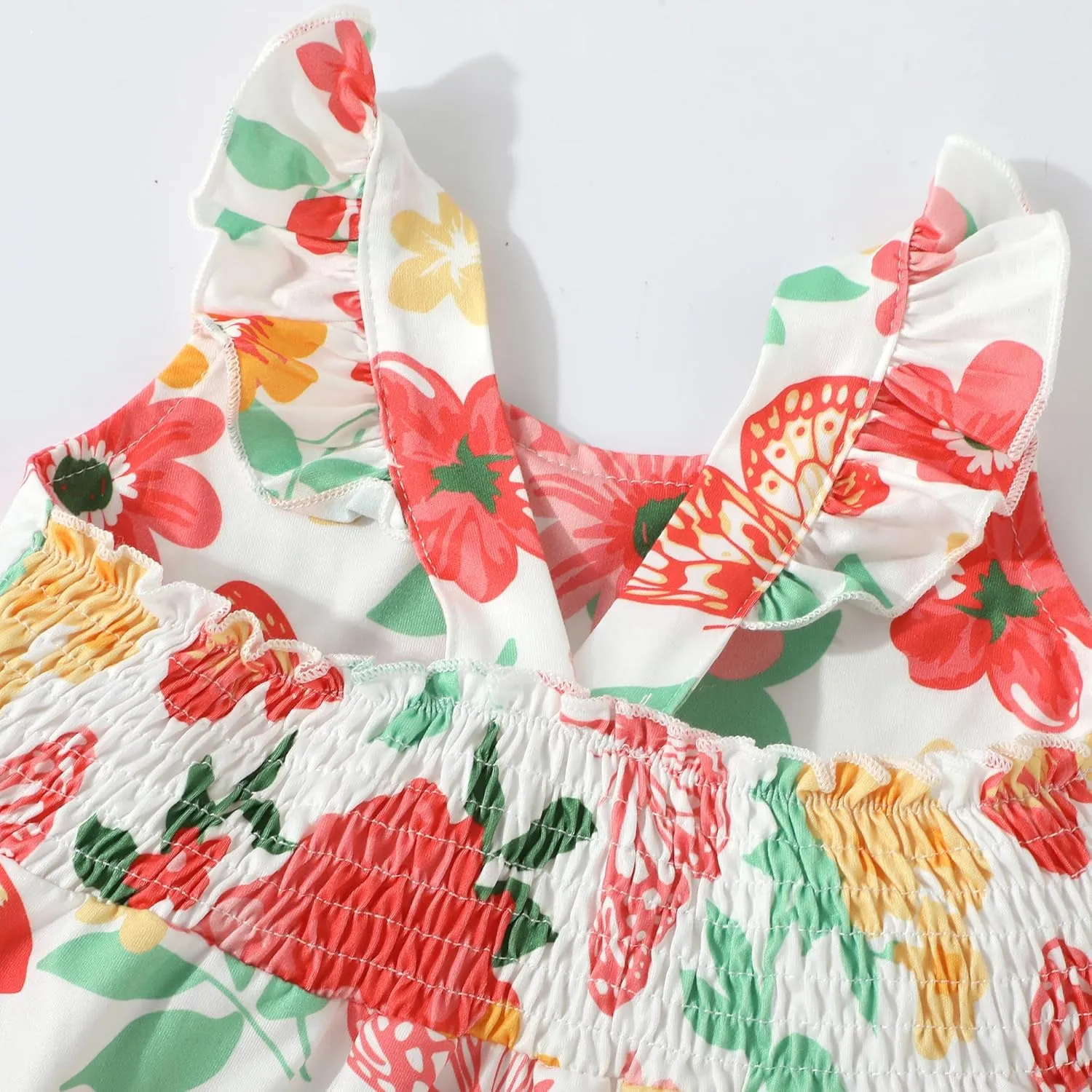 Baby Girls Tiered Dress Flutter Sleeve Twirly Unicorn Sundress Kids Cute Outfits Toddler Summer Dresses 2-8 Years Old