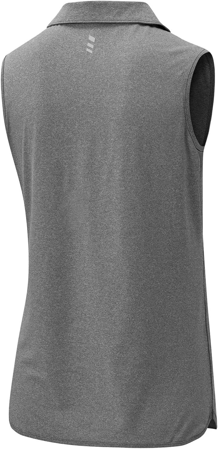 BGOWATU Women's Sleeveless Golf Polo Shirts 1/4 Zip Tennis Tank Tops with Collar UV Protection Quick Dry