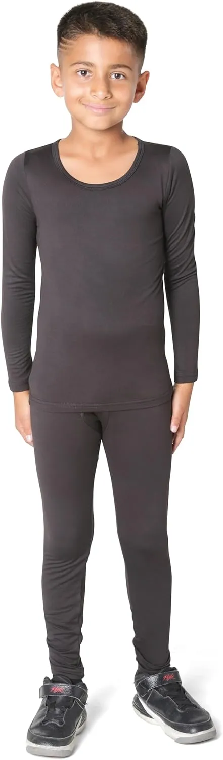 Boys Thermal Top and Bottom Underwear Set; Long Johns for Kids; Base Layer Set for Cold Weather; Microfleece Moisture Wicking
