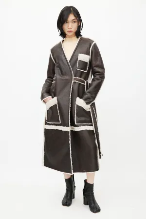 Brown Leather & Shearling Coat