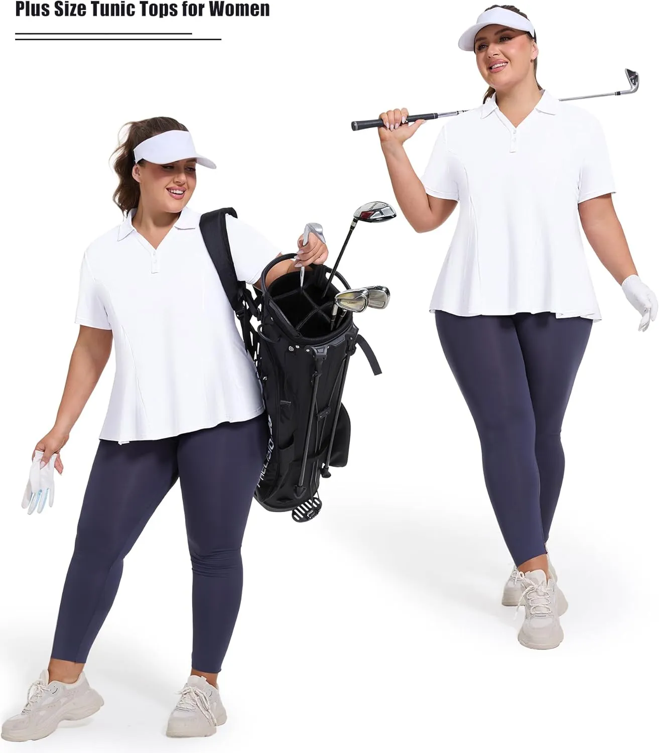 Casei Women's Plus Size Golf Polo Shirt with Sunglasses Holder UPF 50  Tunic Tops Casual Workout Work Shirts