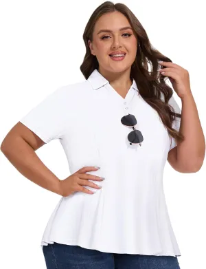 Casei Women's Plus Size Golf Polo Shirt with Sunglasses Holder UPF 50  Tunic Tops Casual Workout Work Shirts