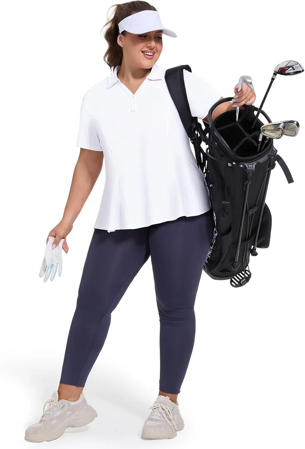 Casei Women's Plus Size Golf Polo Shirt with Sunglasses Holder UPF 50  Tunic Tops Casual Workout Work Shirts