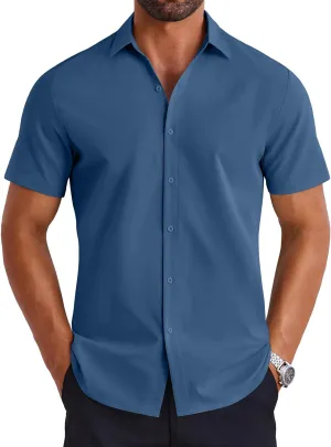 COOFANDY Mens Button Down Shirts Short Sleeve Casual Shirt Summer Untucked Dress Shirts