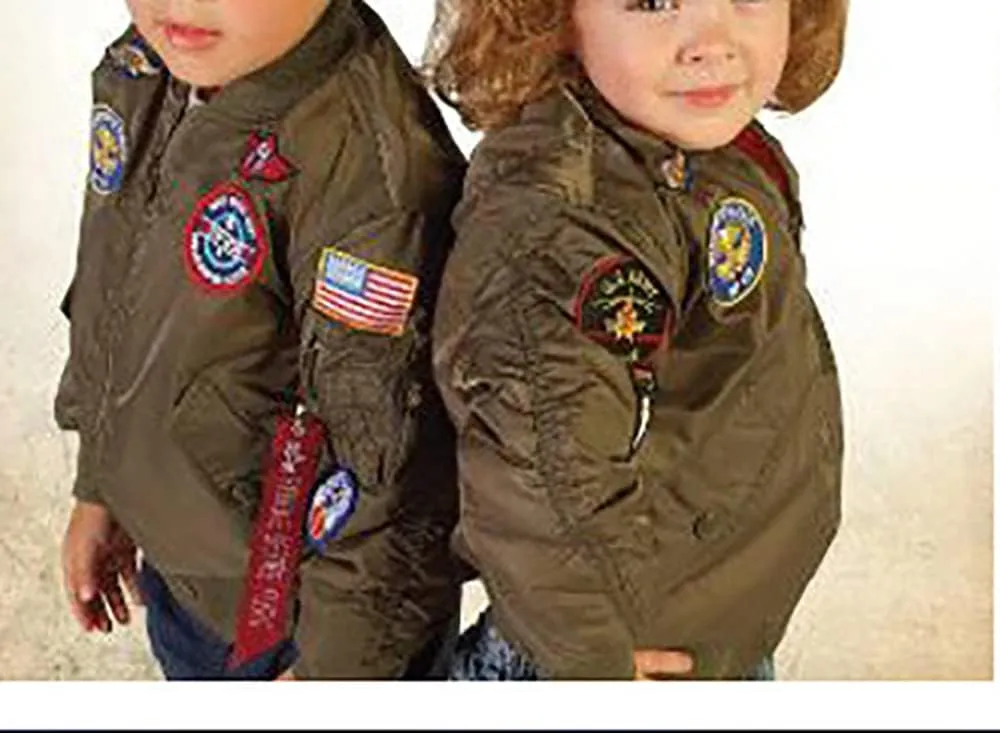 CORIRESHA Kids Bomber Jacket Full Zip Badge Thermal Jacket with Pockets