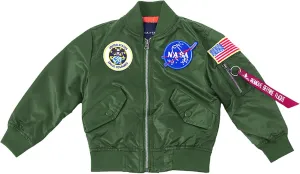 CORIRESHA Kids Bomber Jacket Full Zip Badge Thermal Jacket with Pockets