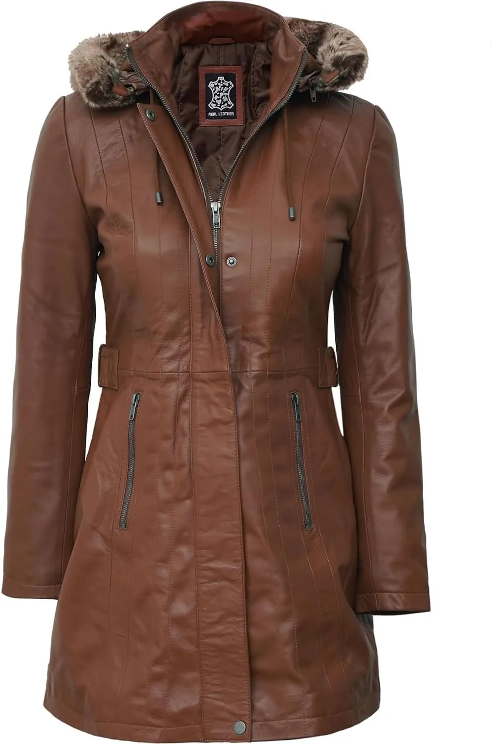Decrum Leather Coat Women - Real Lambskin Stylish Leather Coat for Women
