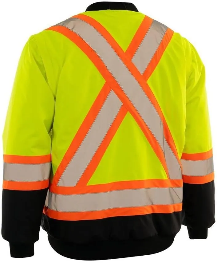 Forcefield 4-in-1 Hi-Vis Safety Parka Removable Bomber Jacket Reflective Tape Ripstop Fabric Water & Windproof Mesh-Lined