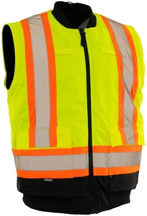 Forcefield 4-in-1 Hi-Vis Safety Parka Removable Bomber Jacket Reflective Tape Ripstop Fabric Water & Windproof Mesh-Lined