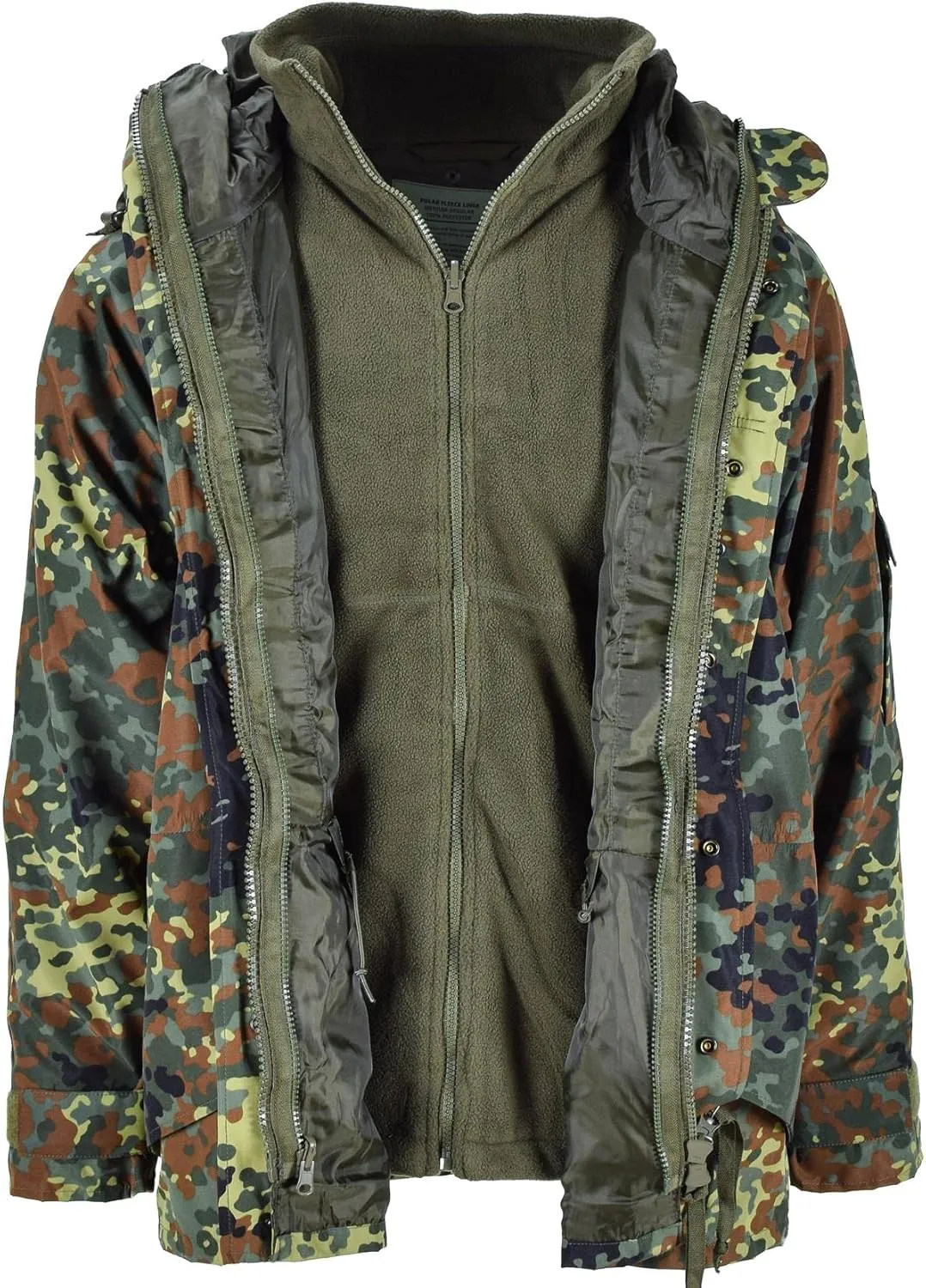 German Army Flecktarn Jacket Miltec Waterproof Parka with Lining Camo Men's military uniform