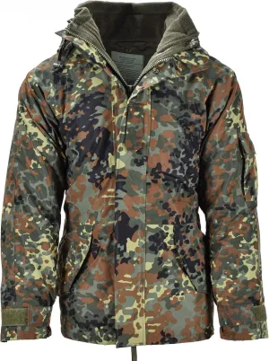 German Army Flecktarn Jacket Miltec Waterproof Parka with Lining Camo Men's military uniform