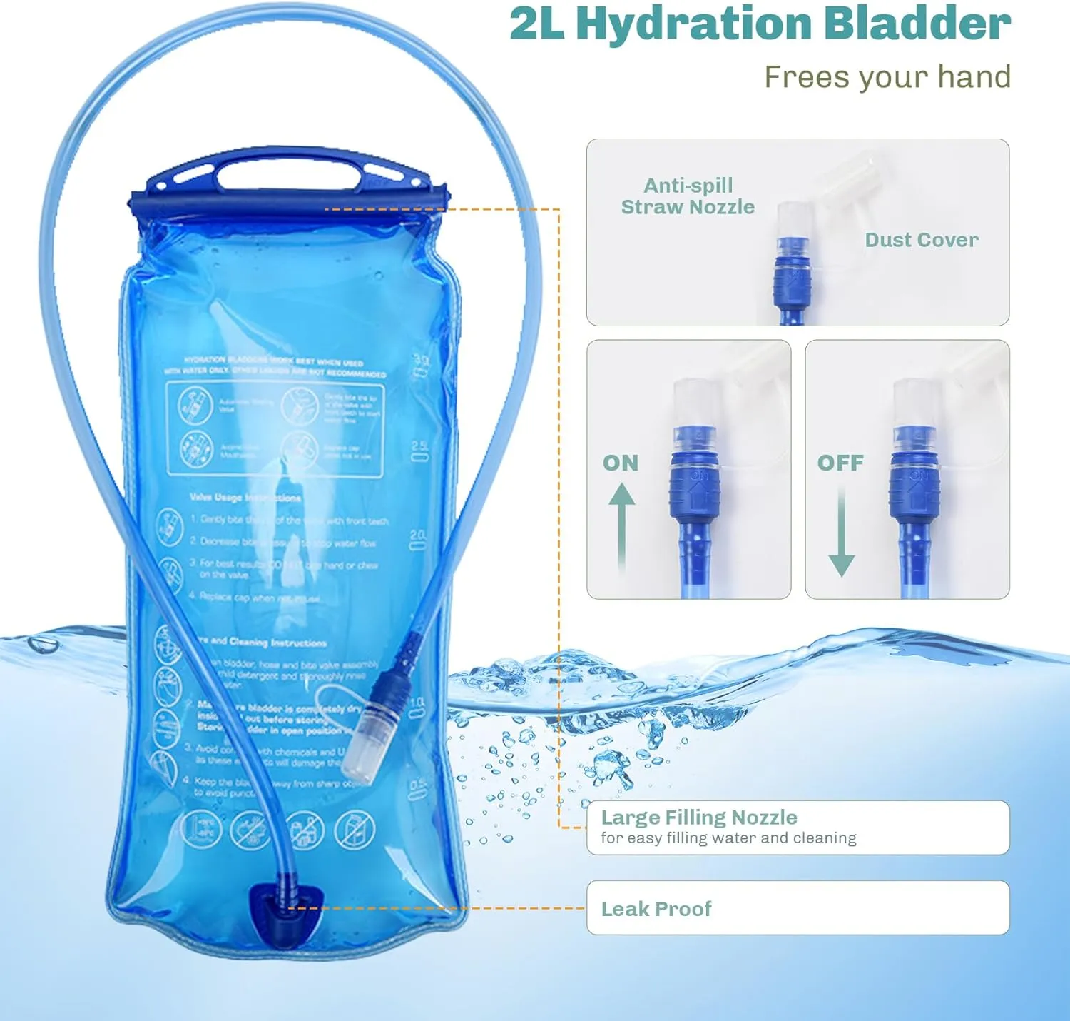 Hydration Pack Backpack, Rave Lightweight Daypack 20L with 2L Water Bladder, Water Backpack for Hiking, Running, Biking, and Raves