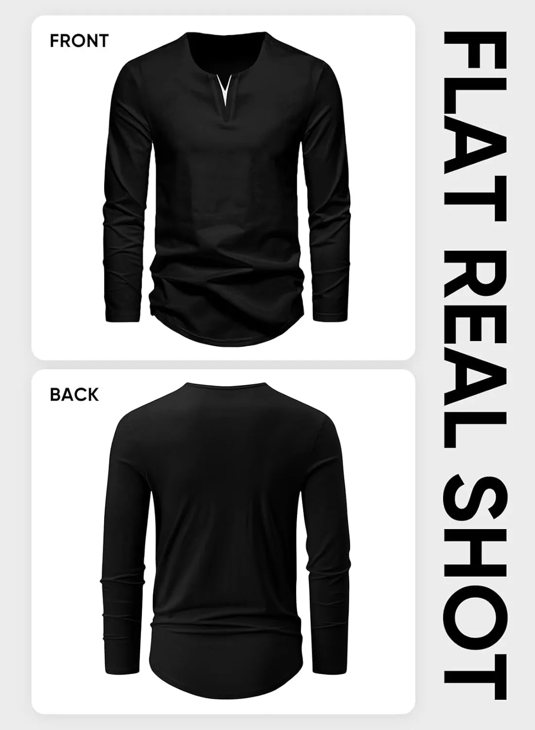 JMIERR Mens Casual Muscle T Shirt Long Sleeve V-Neck Longline Soft Tee Shirt