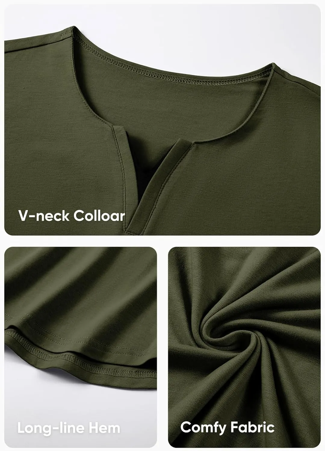 JMIERR Mens Casual Muscle T Shirt Long Sleeve V-Neck Longline Soft Tee Shirt