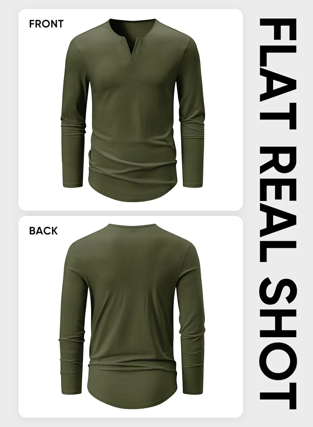 JMIERR Mens Casual Muscle T Shirt Long Sleeve V-Neck Longline Soft Tee Shirt