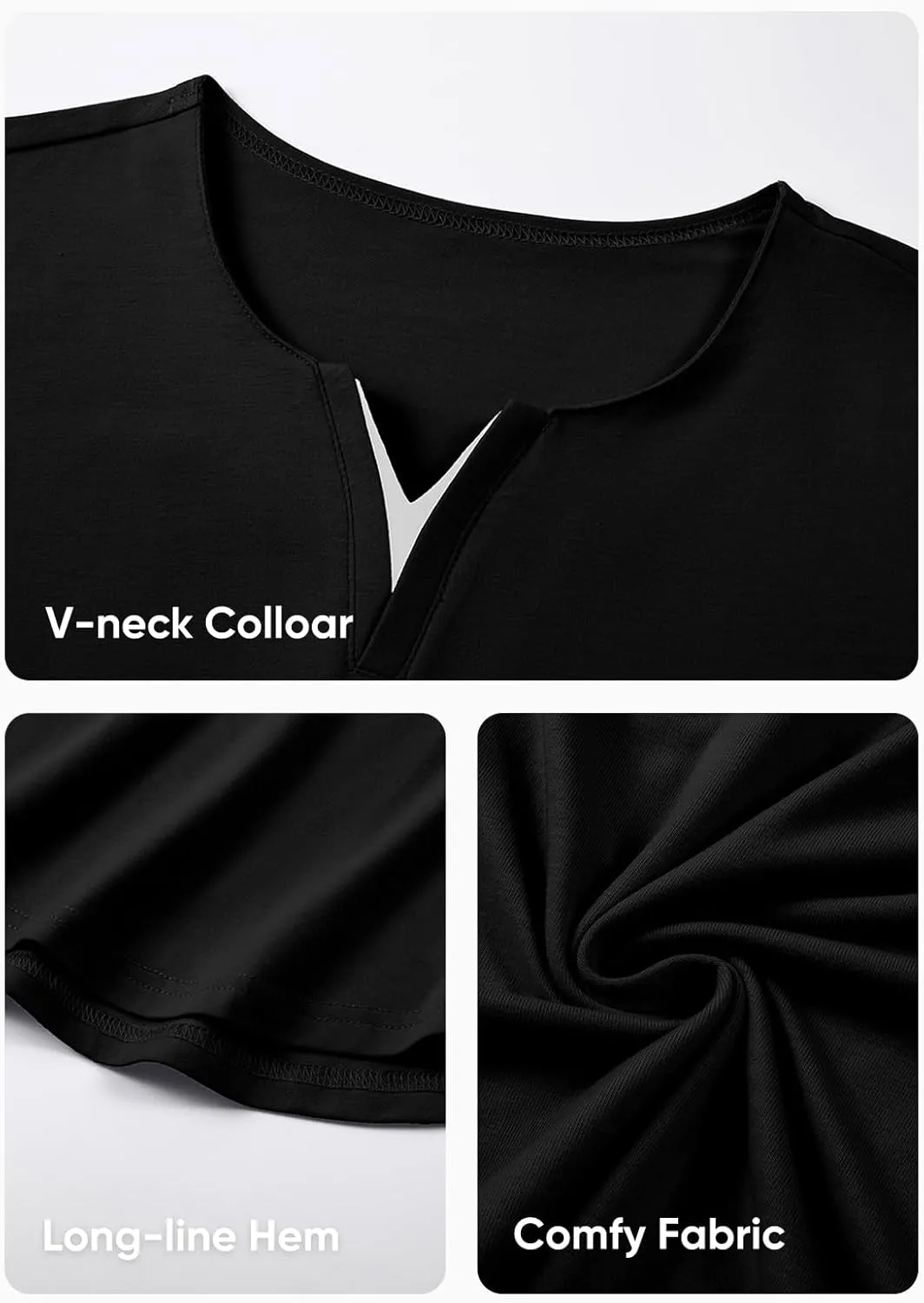 JMIERR Mens Casual Muscle T Shirt Long Sleeve V-Neck Longline Soft Tee Shirt