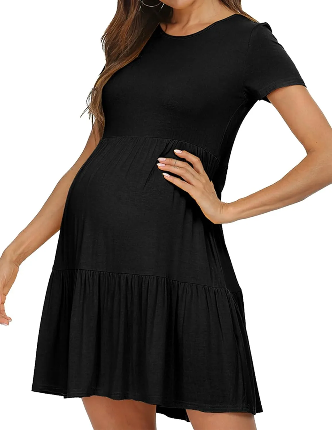 levaca Womens Summer Casual Dresses Beach Coverup Loose Short Sleeve T Shirt Dress 2025 Midi Outfit Sundress