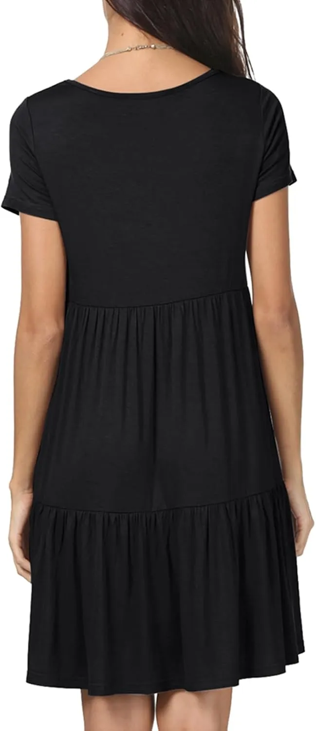 levaca Womens Summer Casual Dresses Beach Coverup Loose Short Sleeve T Shirt Dress 2025 Midi Outfit Sundress