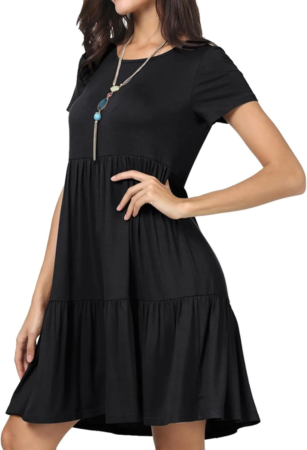 levaca Womens Summer Casual Dresses Beach Coverup Loose Short Sleeve T Shirt Dress 2025 Midi Outfit Sundress