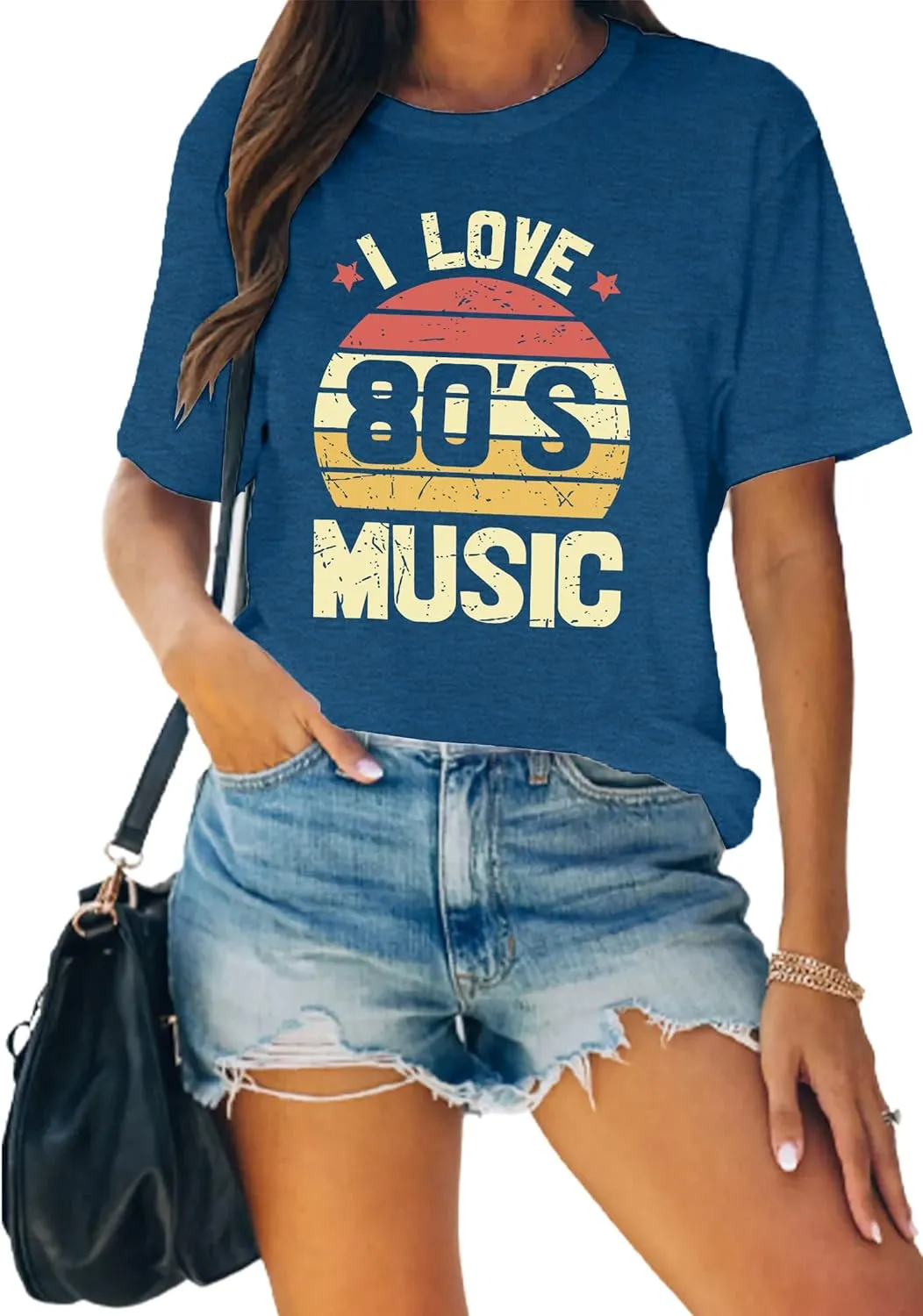 MAIHUN 80s Music Shirt for Women I Love 80's Music Shirts Old Music Fans Vintage Tee Tops