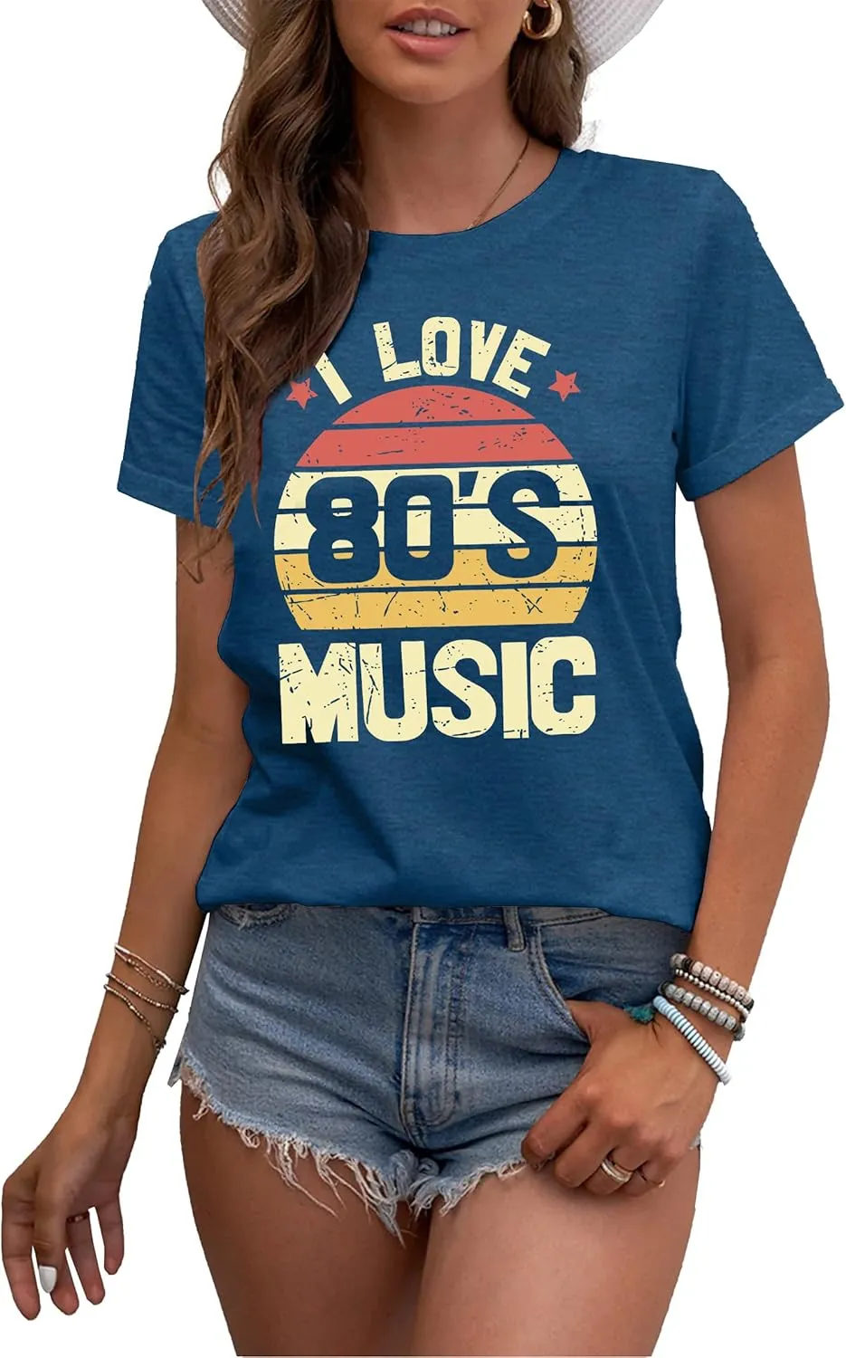 MAIHUN 80s Music Shirt for Women I Love 80's Music Shirts Old Music Fans Vintage Tee Tops