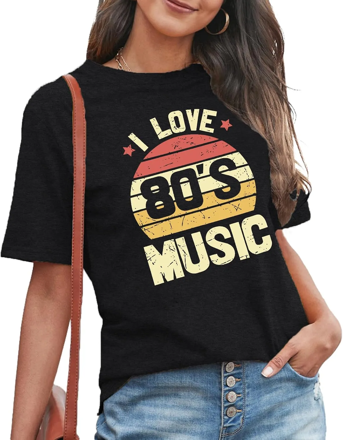 MAIHUN 80s Music Shirt for Women I Love 80's Music Shirts Old Music Fans Vintage Tee Tops