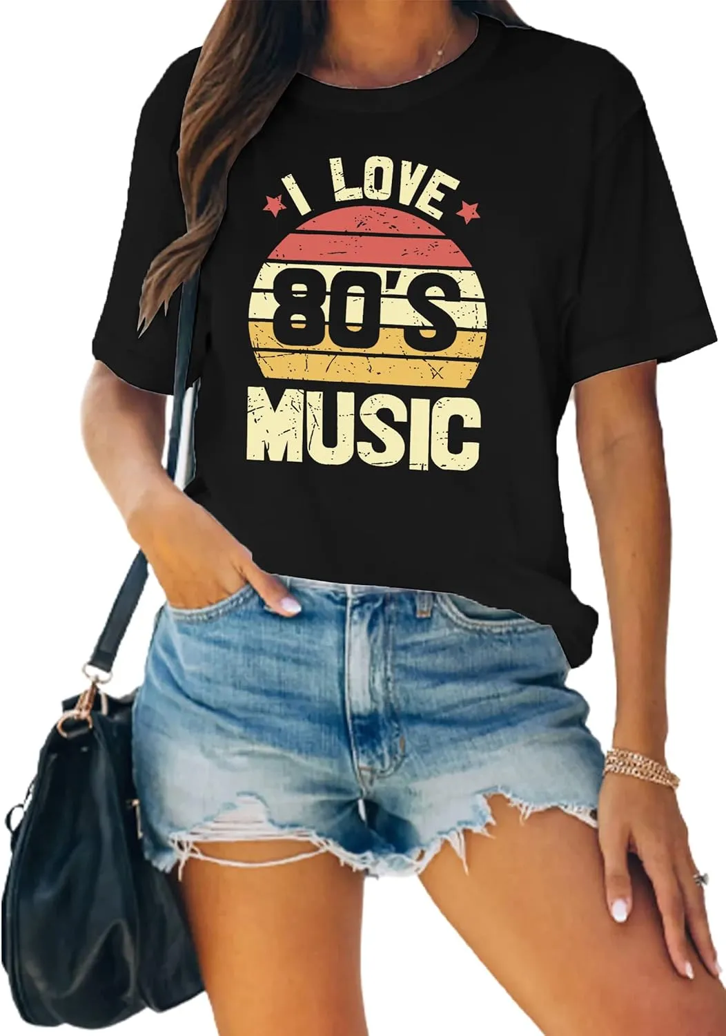 MAIHUN 80s Music Shirt for Women I Love 80's Music Shirts Old Music Fans Vintage Tee Tops
