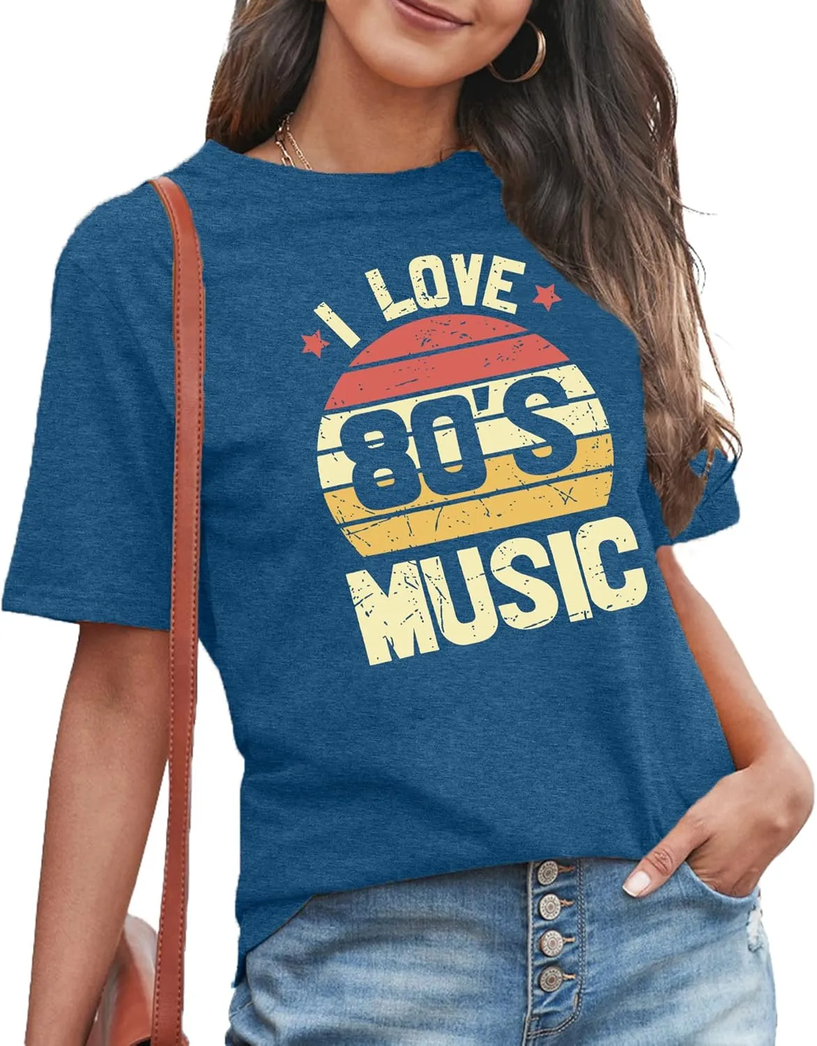 MAIHUN 80s Music Shirt for Women I Love 80's Music Shirts Old Music Fans Vintage Tee Tops