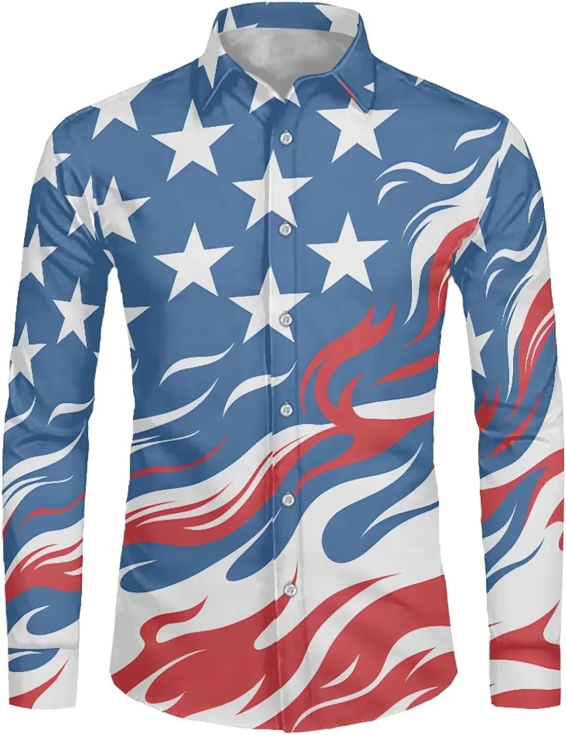 Men's Casual Button-Down Dress Shirts Polyester Long Sleeve Shirts Lightweight Cozy Top Clothes XS-6XL