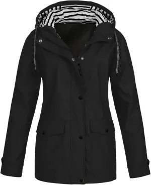 Rain Coats for Women Plus Size Waterproof Hoodie Jacket Windproof Windbreaker Lightweight Raincoat Drawstring Pockets