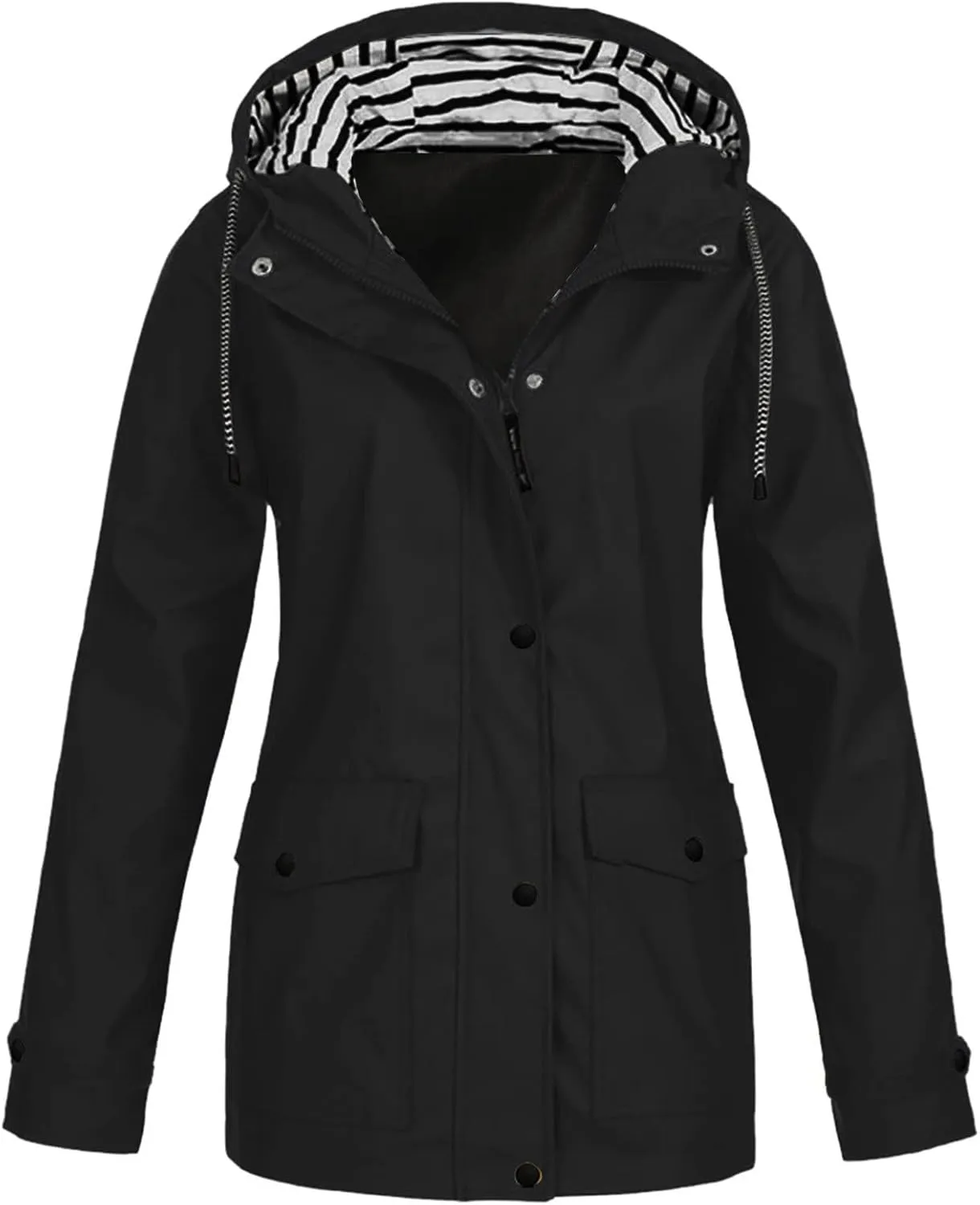 Rain Coats for Women Plus Size Waterproof Hoodie Jacket Windproof Windbreaker Lightweight Raincoat Drawstring Pockets