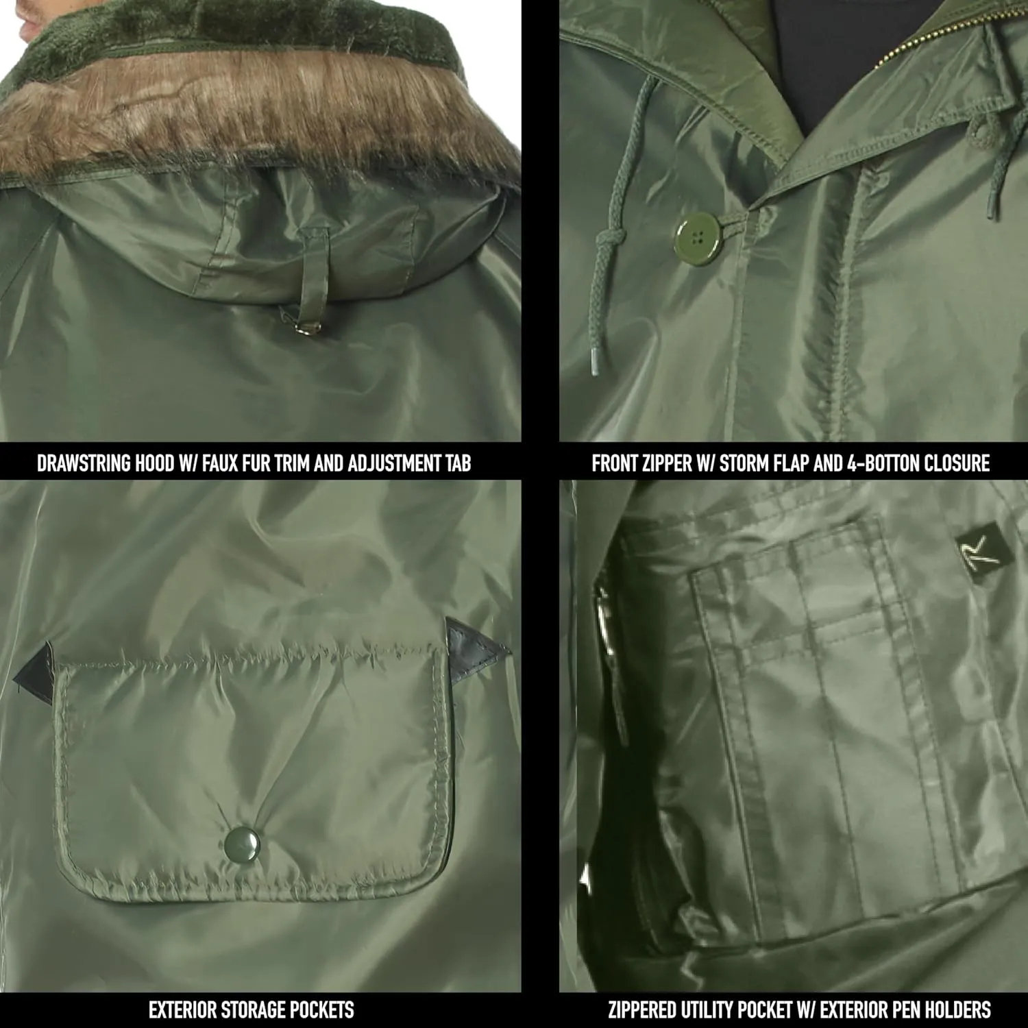 Rothco N-3B Parka  Comfortable and Warm Winter Coat  Water-Repellent  Snorkel Hood