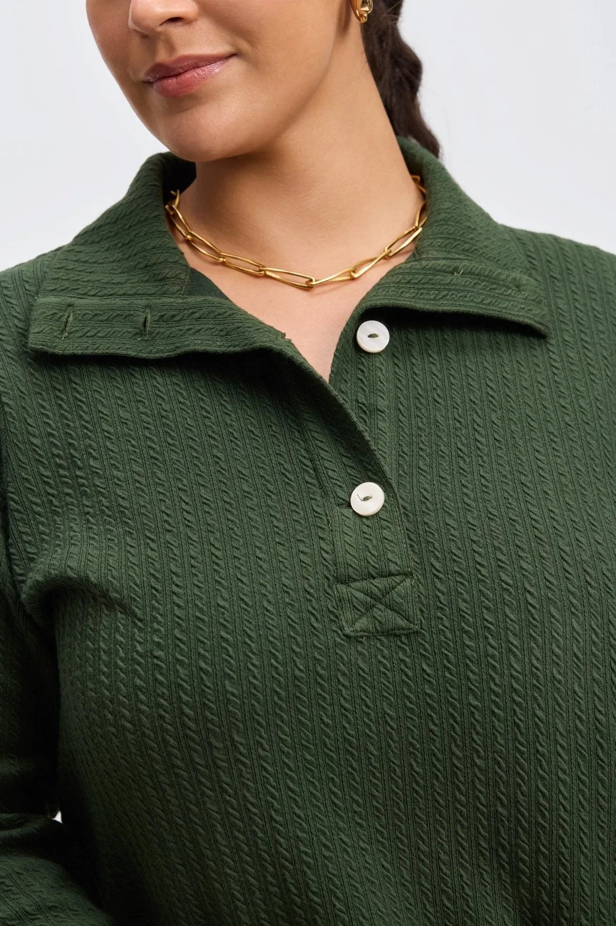 Sammy Plus Cable Knit Popover