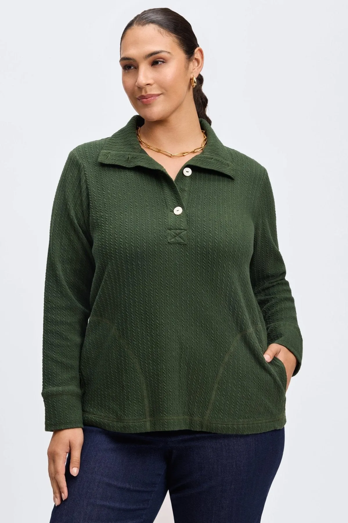 Sammy Plus Cable Knit Popover