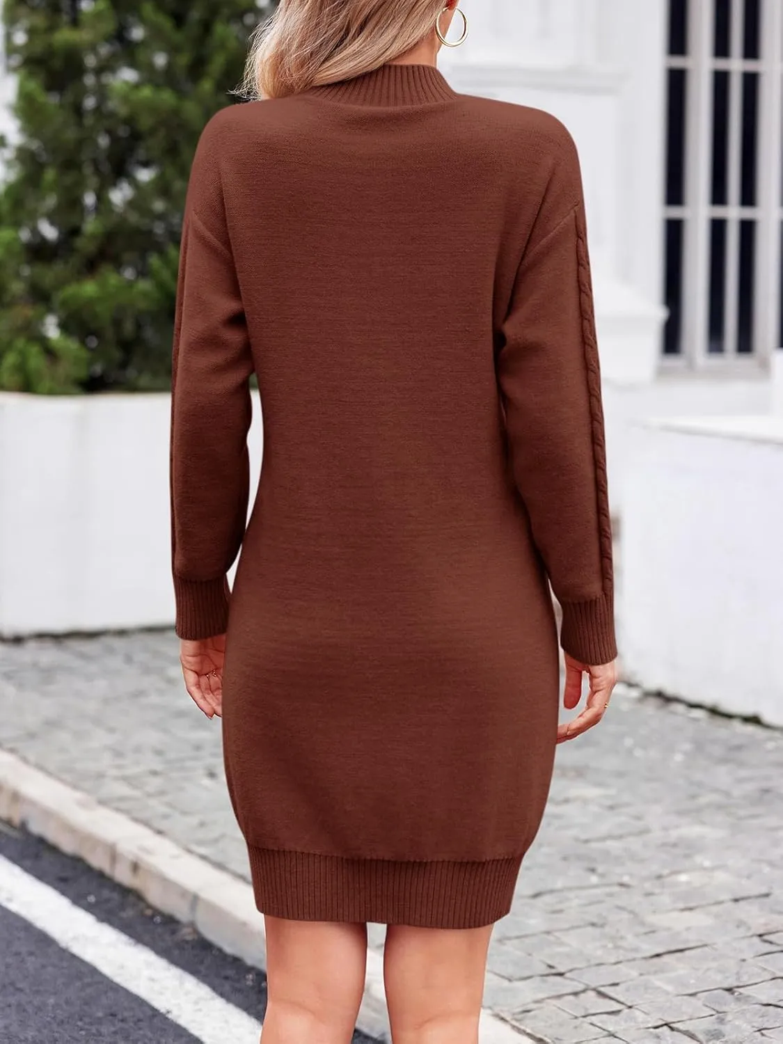 Saodimallsu Womens Maternity Sweater Dress Cable Knit Sexy Bodycon Crew Neck Long Sleeve Fall Mini Sweaters Dresses