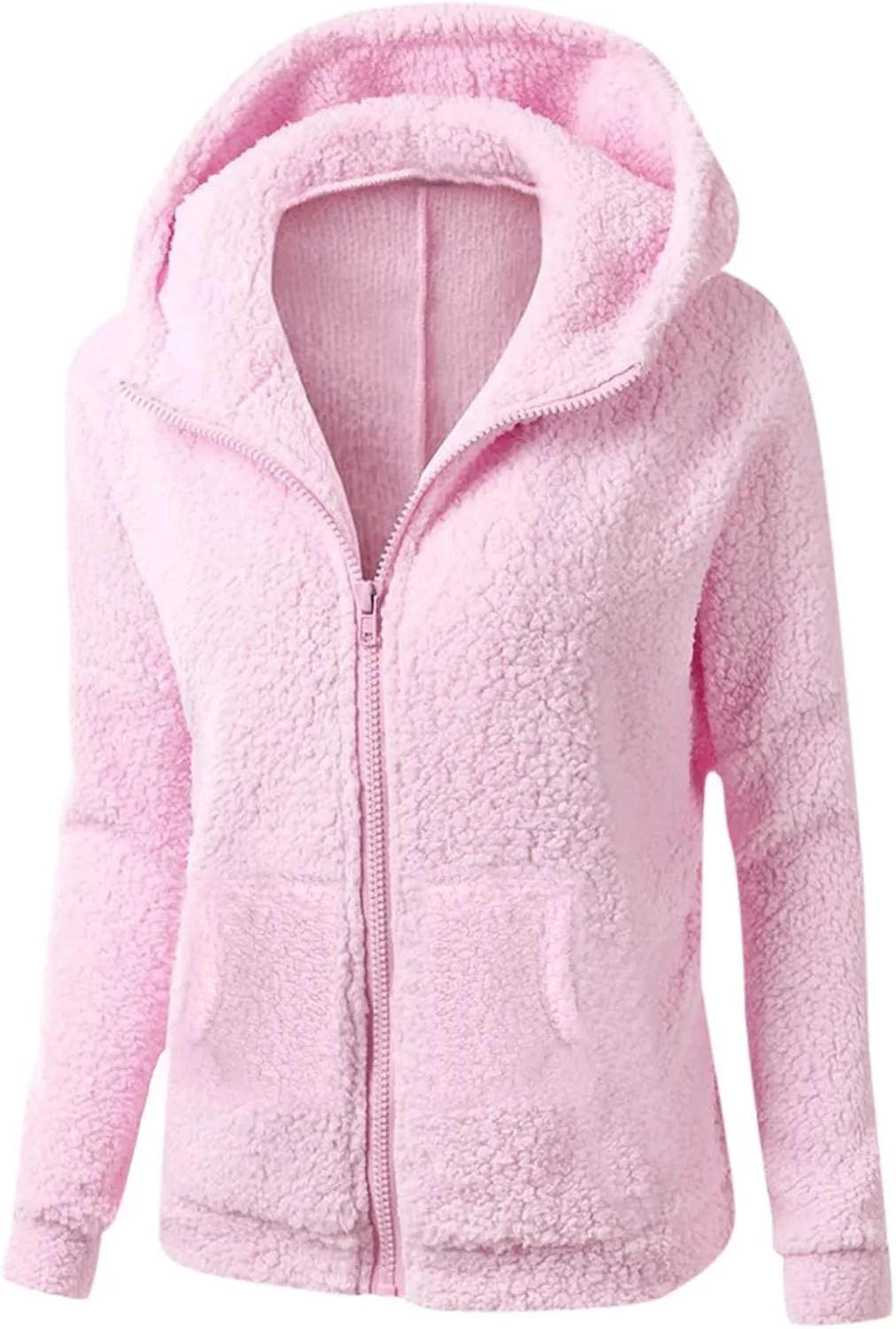 Sherpa Jacket Women Fleece Flannel Zip Up Jacket Cropped Teddy Bear Hooded Jacket Plus Size Winter Coats with Pockets