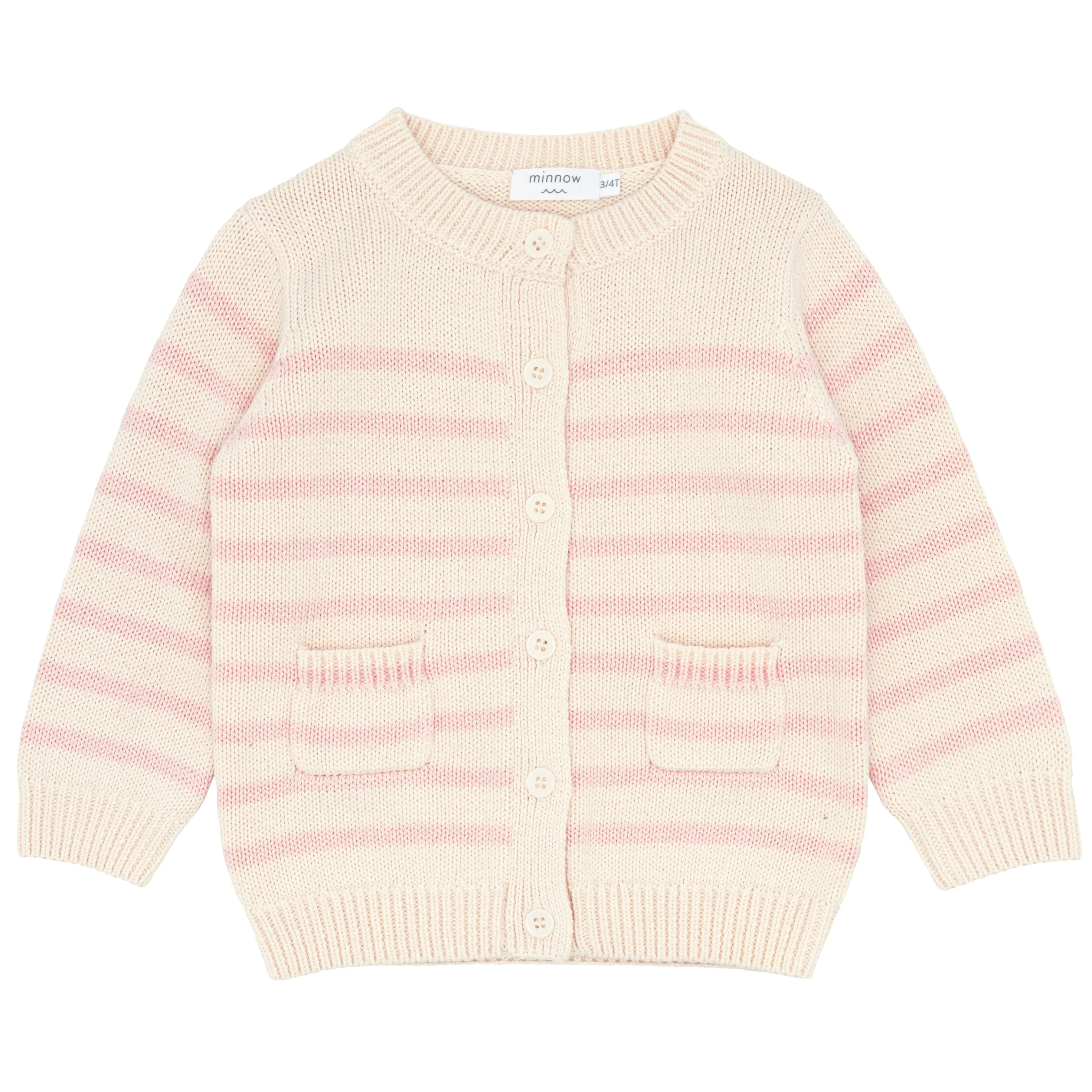 unisex cream and pink stripe cardigan