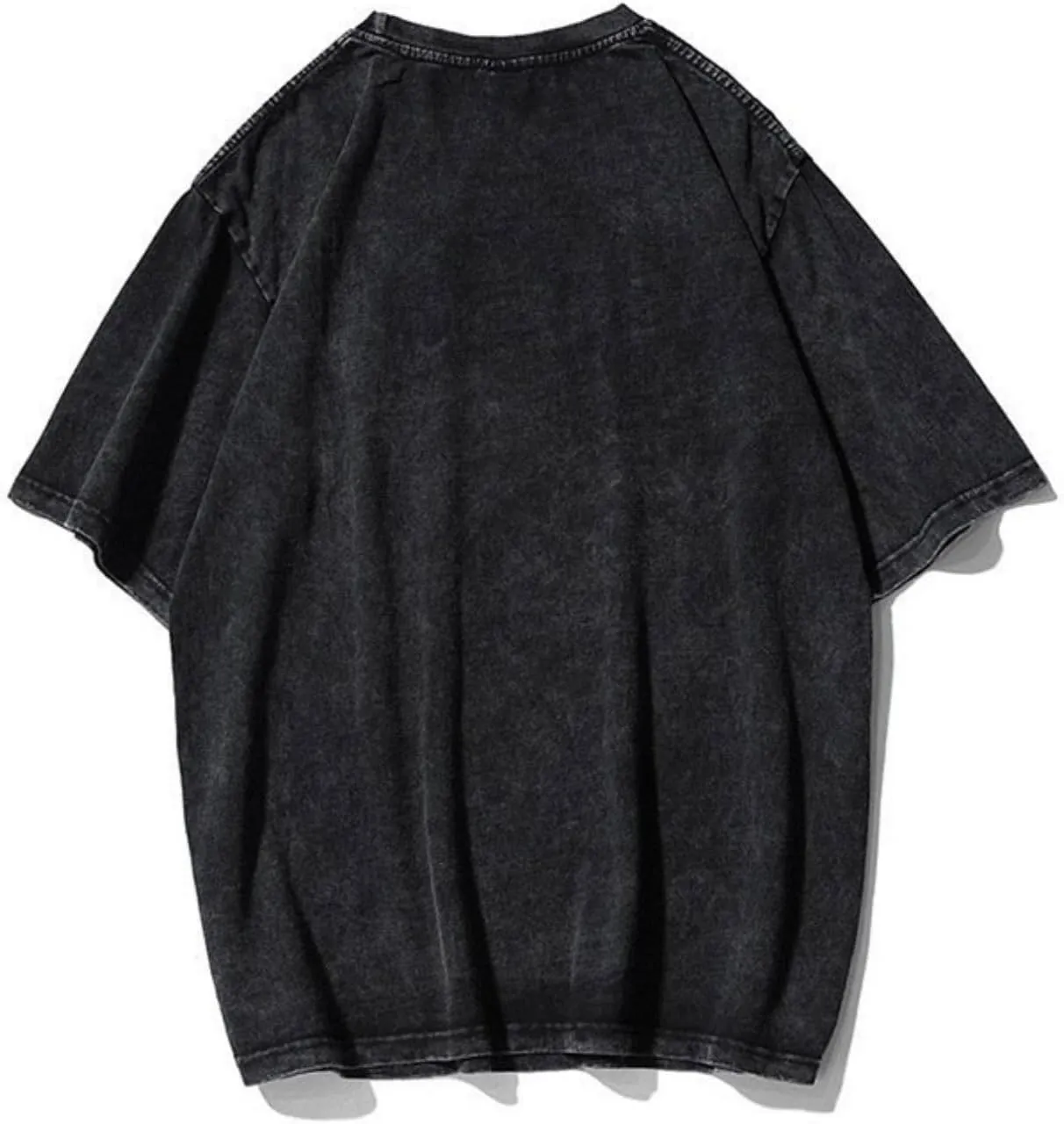 Vintage Washed Cotton Anime Graphic T-Shirt, Short Sleeve, Black, S-3XL