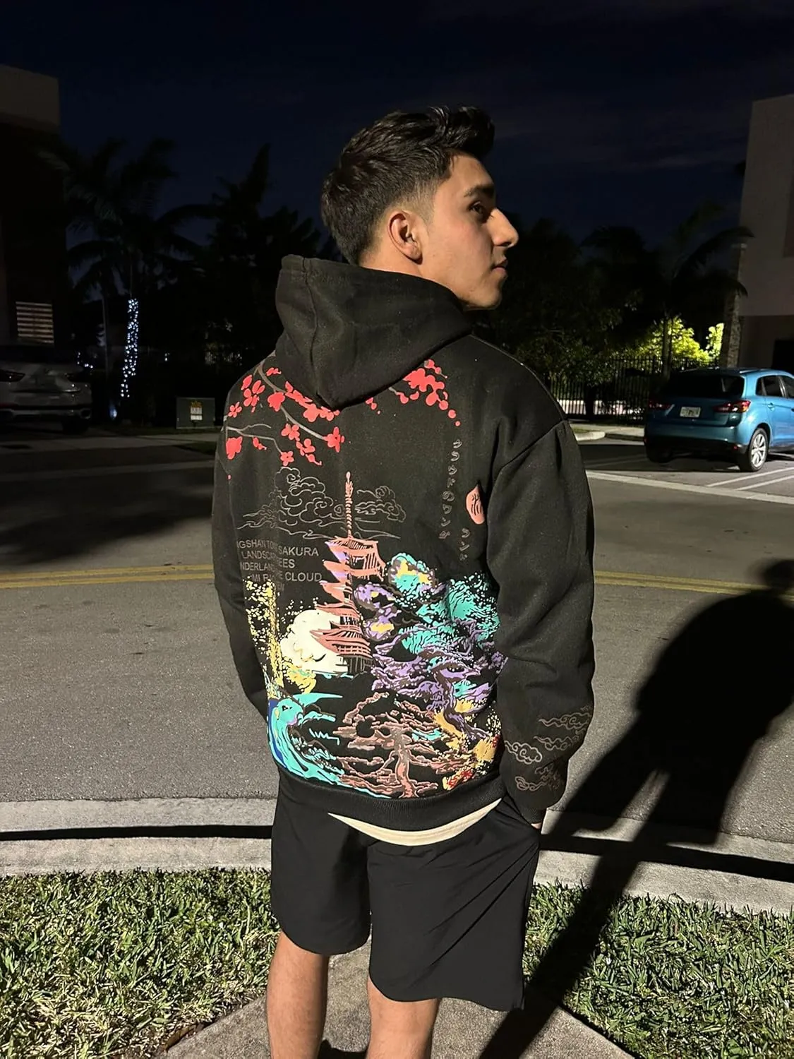 Women Men Aesthetic Japanese Sakura Hoodie, Y2K Anime Harajuku Cloth Korean Hooded Long Sleeve Sweatshirt for Winter Fall