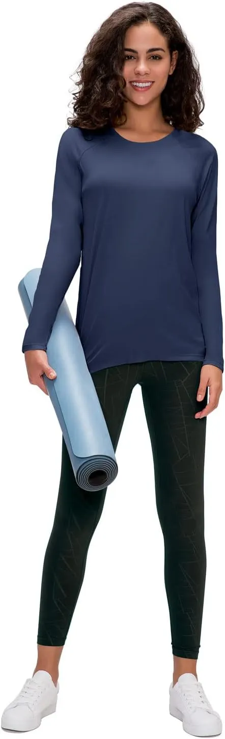 Women's 3 Pack Long Sleeve Workout Running Shirts, UPF 50  Sun Protection Shirts, Athletic Exercise Gym Yoga T-Shirts Tops
