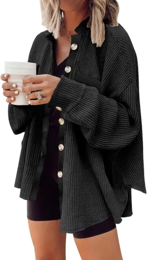 Womens Corduroy Button Down Shirts Color Block Long Sleeve Blouses Tops Jackets