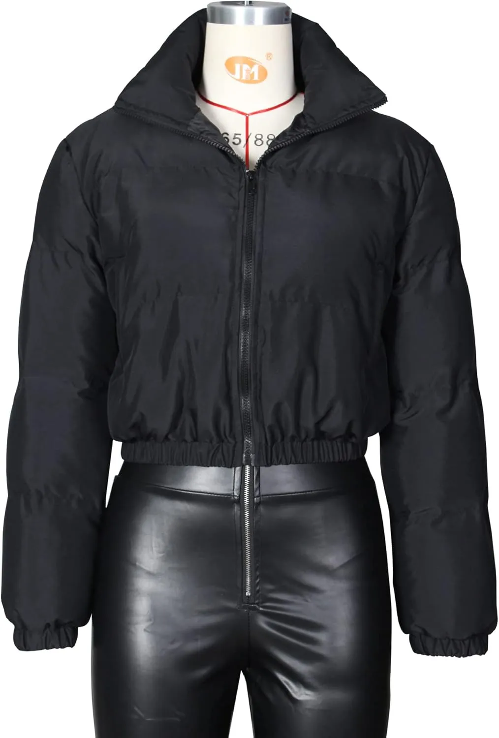Women's Cropped Puffer Jacket Women Winter Shiny Zip Up Short Bubble Puffy Coats with pockets for women