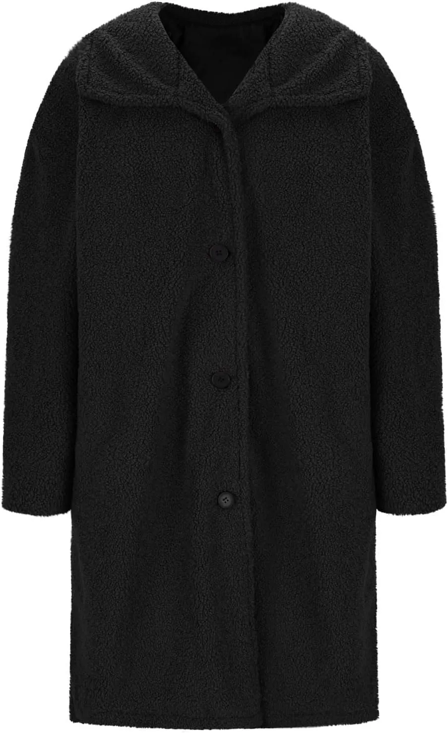 Women's Fuzzy Fleece Lapel Open Front Long Cardigan Coat Faux Fur Warm Winter Outwear Jackets Thick Loose Coats