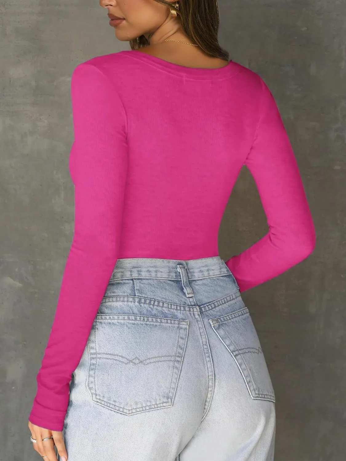 Womens Long Sleeve Square Neck Shirts Ribbed Knit Fitted Tight Tops Cute Undershirt Blouses