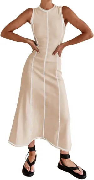 Womens Sleeveless T Shirt Dress Ribbed Knit Long Tank Dress Summer Y2K Maxi Dresses