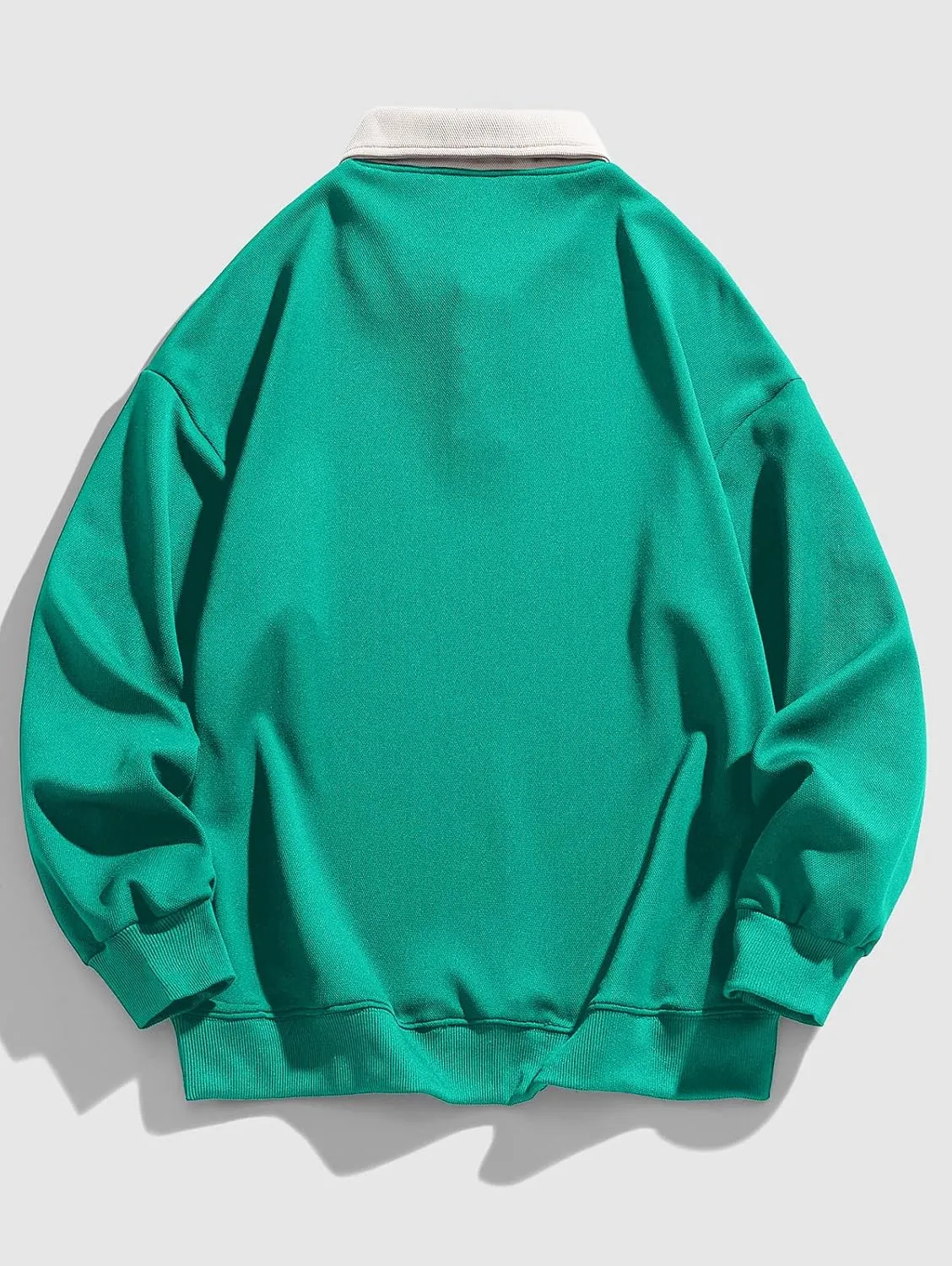 ZAFUL Men's Long Sleeve Polo Shirts Color Spliced Polo Collar Sweatshirt Casual Golf Patchwork Shirts Tops